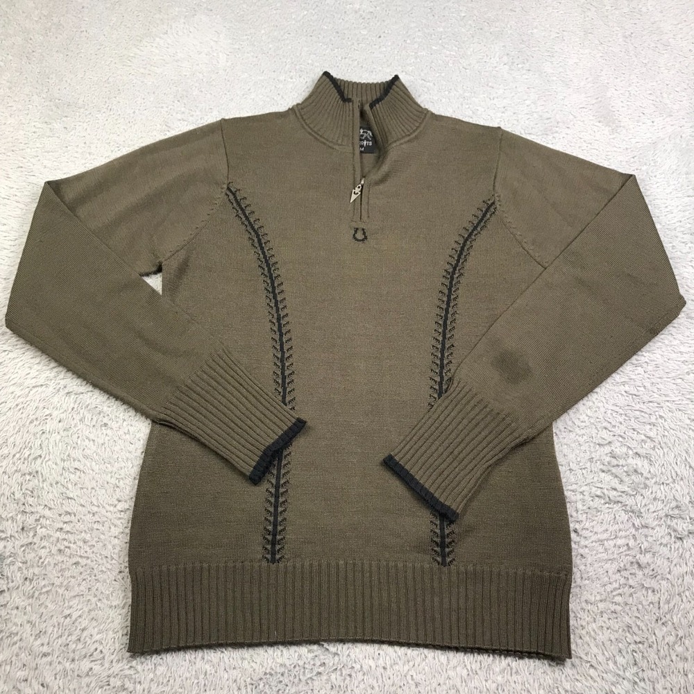 Kerrits Equstrian 1/4 Zip Sweater Womens M Green Wool Blend Knit Pullover